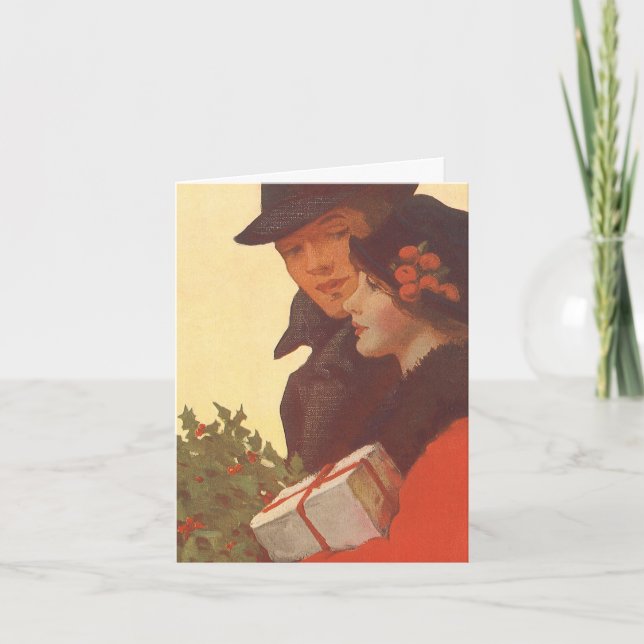 Cartão De Agradecimento Natais vintages Obrigado (Frente)