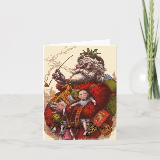 Cartão De Agradecimento Natais vintages Obrigado (Frente)