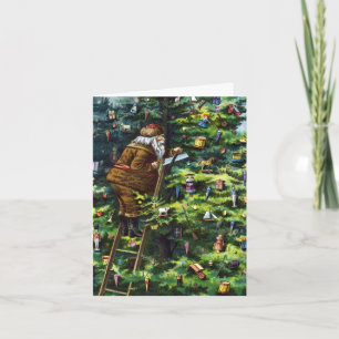 Cartão De Agradecimento Natais vintages, Papai Noel Vitoriano Obrigado