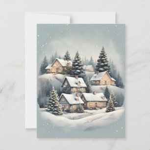 Cartão De Agradecimento Natais vintages se perguntam sobre a vila na flore