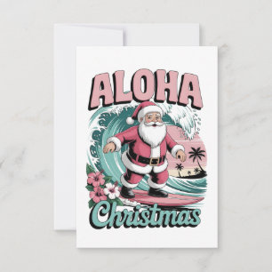 Cartão De Agradecimento Natal Aloha Havaí Papai Noel Surfando Tropical