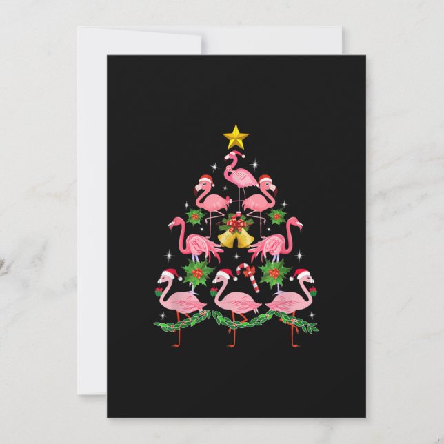 Cartão De Agradecimento Natal - Árvore de Natal Bonita Flamingo (Frente)