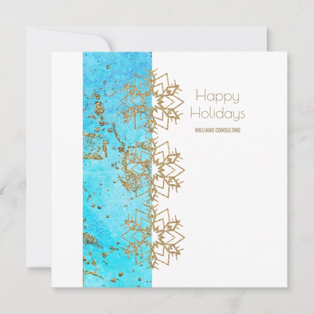 Cartão De Agradecimento Natal da Companhia Dourada e Watercolor (Frente)