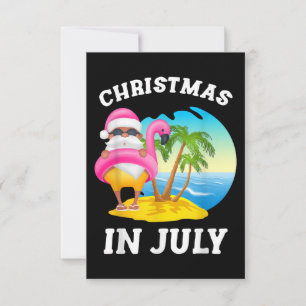 Cartão De Agradecimento Natal Em Julho Papais noeis Flamingo Piscina Verã