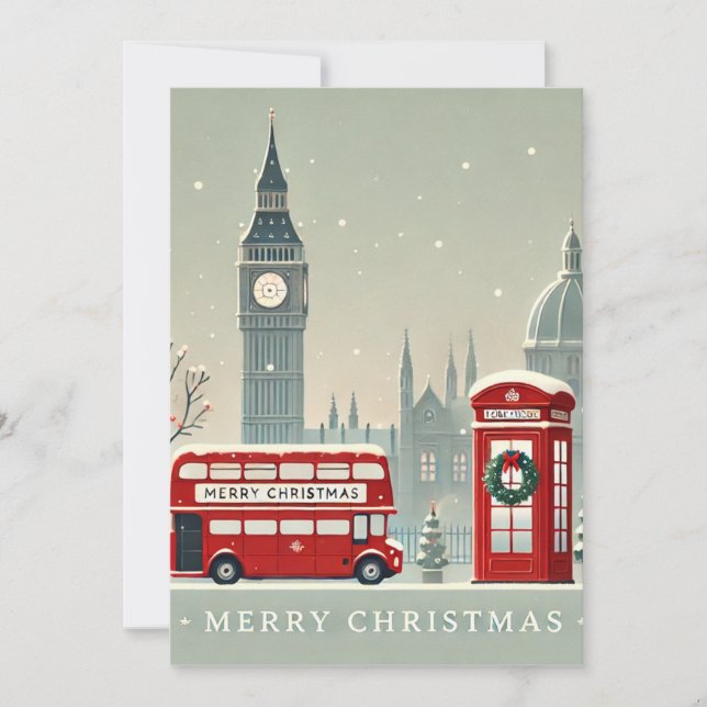 Cartão De Agradecimento Natal em Londres | Big Ben & Festive London (Frente)