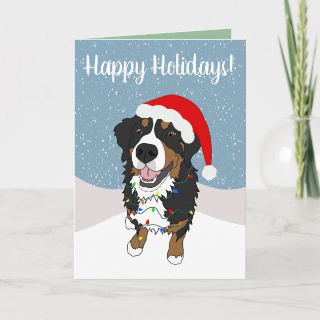 Cartão De Agradecimento Natal Feriado Bernese Mountain Dog (Frente)
