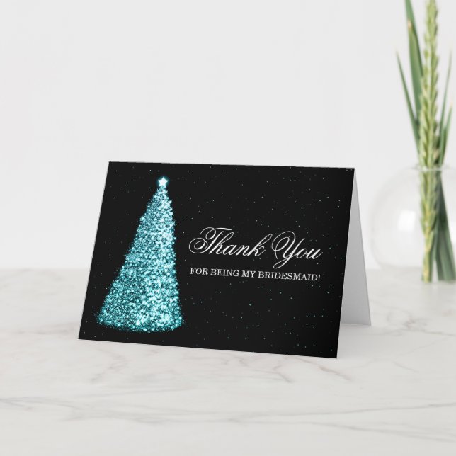 Cartão De Agradecimento Natal Obrigado Bridesmaid Turquoise (Frente)