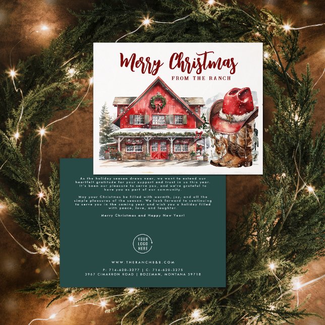 Cartão De Agradecimento Natal Western | Obrigado Cliente Empresarial (Criador carregado)
