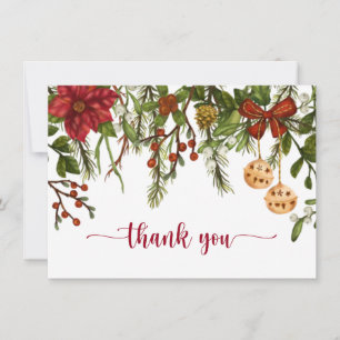 Cartão De Agradecimento Natal, Winter Berries, Xmas Holly Obrigado