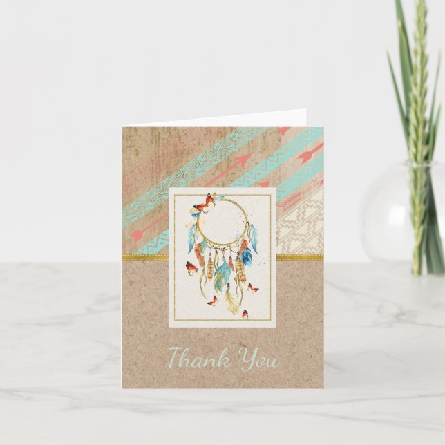 Cartão De Agradecimento Native American Dreamcatcher Thank You Card (Frente)