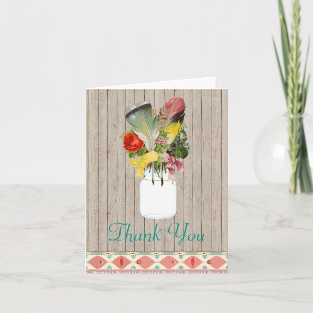 Cartão De Agradecimento Native American Thank You Card Feathers (Frente)