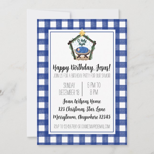 Cartão De Agradecimento Natividade Feliz Aniversário Festa de Natal Jesus (Frente)