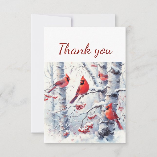 Cartão De Agradecimento Natureza da Vida Selvagem das Aves Vermelhas Cardi (Frente)