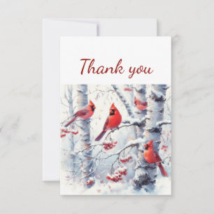 Cartão De Agradecimento Natureza da Vida Selvagem das Aves Vermelhas Cardi