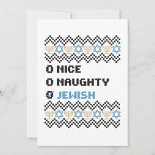Cartão De Agradecimento Naughty Nice Jewish Santa Christmas Ugly Sweater