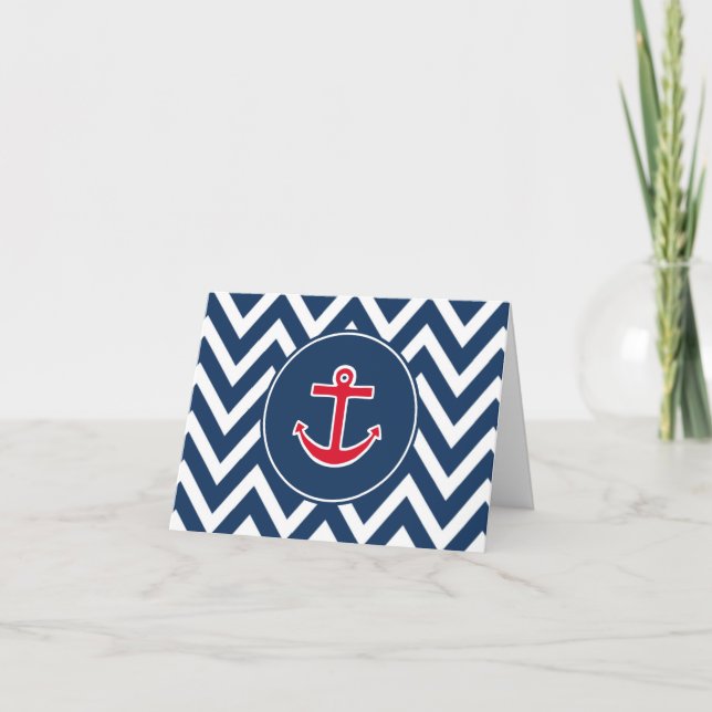 Cartão De Agradecimento Nautical Anchor Thank You Card (Frente)