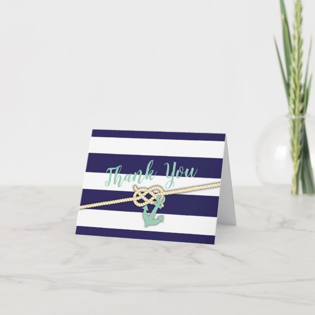 Cartão De Agradecimento Nautical Bridal Shower/Bachelorette Thank You Note (Frente)