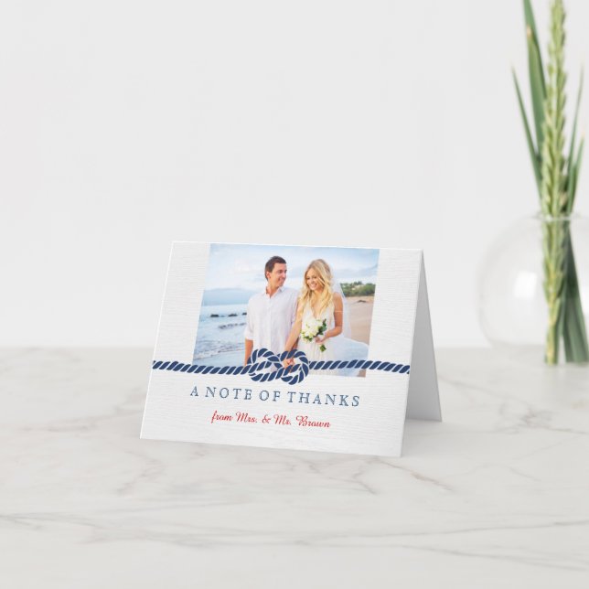 Cartão De Agradecimento Nautical Knot Wedding Thank You Card (Frente)