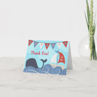 Cartão De Agradecimento Nautical Sailboat Beach Ocean Whale Thank You