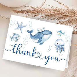 Cartão De Agradecimento Nautical Sailor Whale Baby Shower Thank You Card