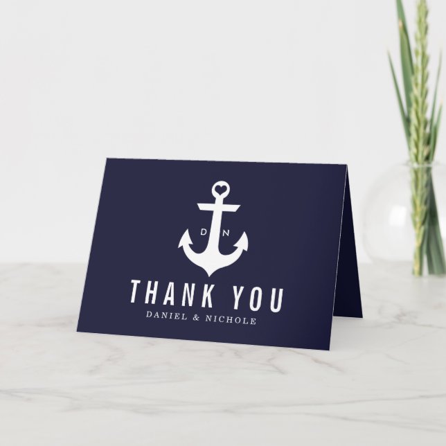 Cartão De Agradecimento Nautical Theme Thank You Cards | Weddings (Frente)