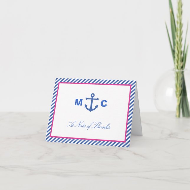 Cartão De Agradecimento Nautical Wedding Thank You Card (Frente)