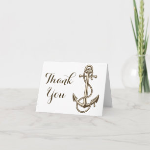 Cartão De Agradecimento Náutico Obrigado Âncora do Navio Casamento / Festa