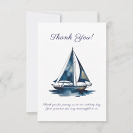 Cartão De Agradecimento Navy And Gold Sailboat Nautical Wedding