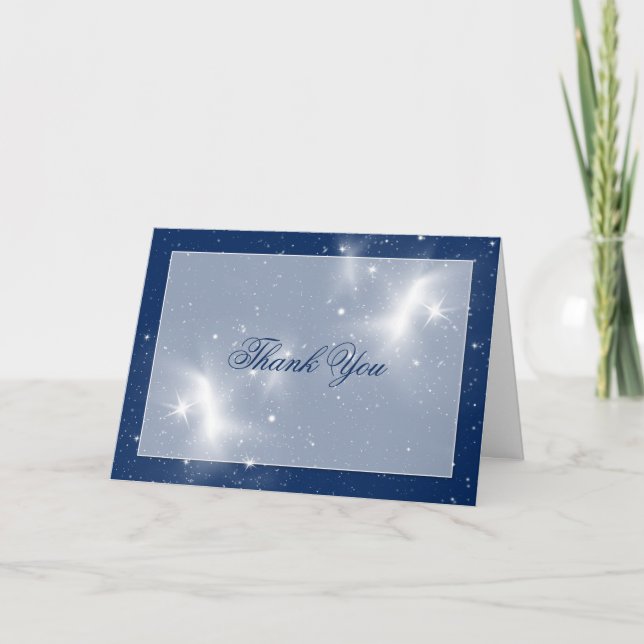 Cartão De Agradecimento Navy and White Stars Wedding Thank You (Frente)
