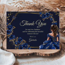 Navy Blue Golden Tiara Roses  Quinceañera