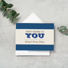 Cartão De Agradecimento Navy Blue & Silver Thank You Note