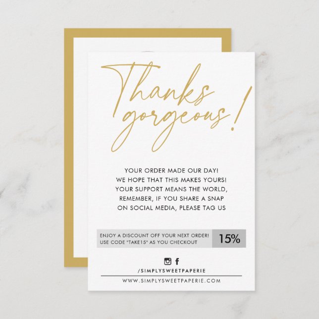 Cartão De Agradecimento NEGÓCIO DESCONTO bola bonitinha moderna caneta our (Frente/Verso)