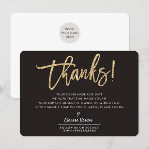 Cartão De Agradecimento NEGÓCIO OBRIGADO A VOCÊ O ouro-chic moderno brilha