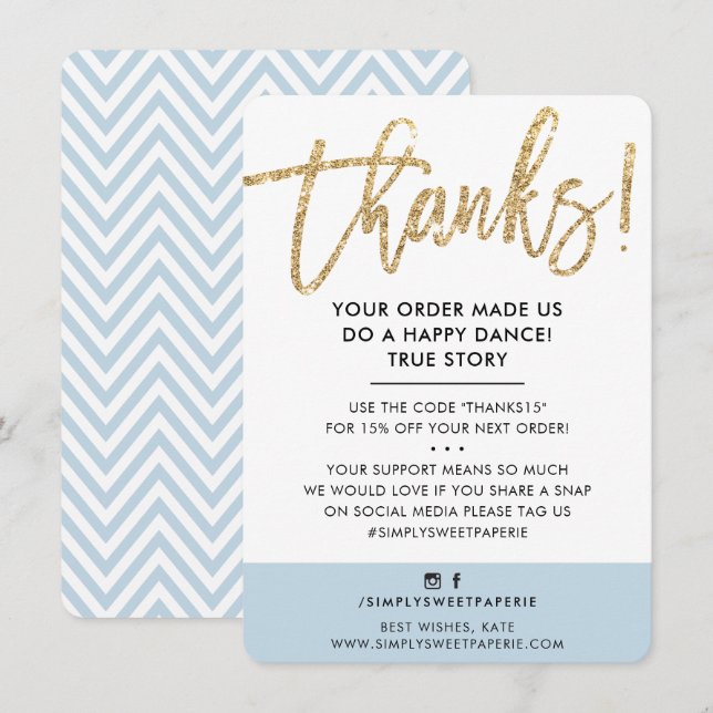 Cartão De Agradecimento NEGÓCIO OBRIGADO A VOCÊ, ovo de pato brilhante (Frente/Verso)