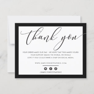 Cartão De Agradecimento NEGÓCIO OBRIGADO SEU elegante LOGOTIPO preto
