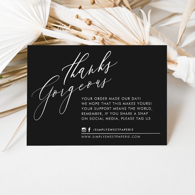 Cartão De Agradecimento NEGÓCIO OBRIGADO VOCÊ caligrafia negra reversa (Criador carregado)