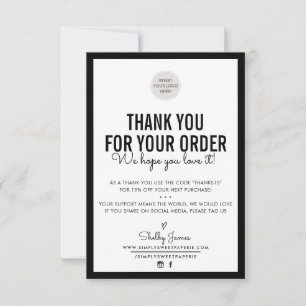 Cartão De Agradecimento NEGÓCIO OBRIGADO VOCÊ inserir o preto puro no pe