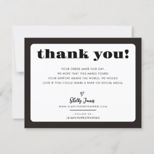 Cartão De Agradecimento NEGÓCIO OBRIGADO VOCÊ logotipo chic branco preto m