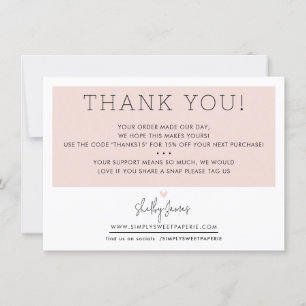 Cartão De Agradecimento NEGÓCIO OBRIGADO VOCÊS simples e simples blush pre