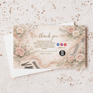 Cartão De Agradecimento Negócios de Cabeleireiro Floral Suave