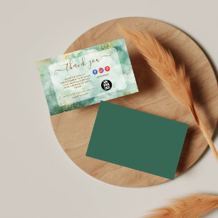 Cartão De Agradecimento Negócios de Mármore Verde Luxuoso