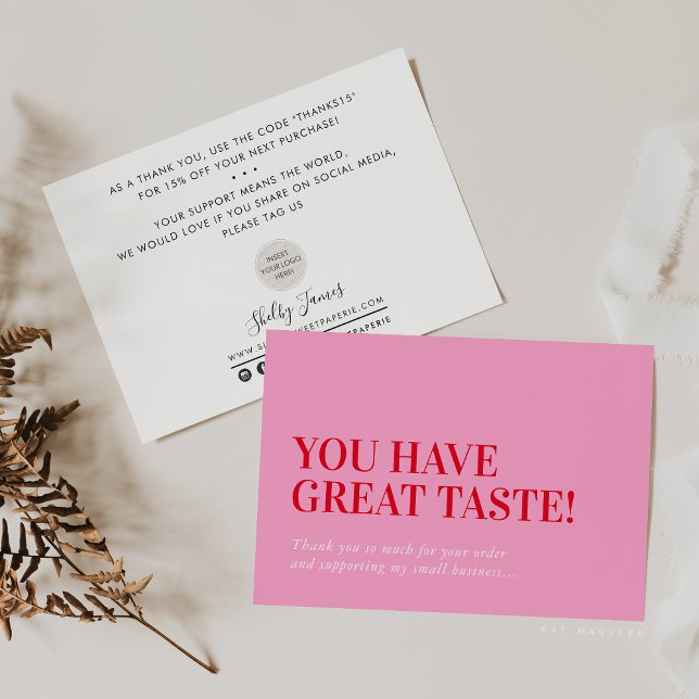 Cartão De Agradecimento NEGÓCIOS INSIRA o obrigado moderno, seu rosa-verme (Criador carregado)