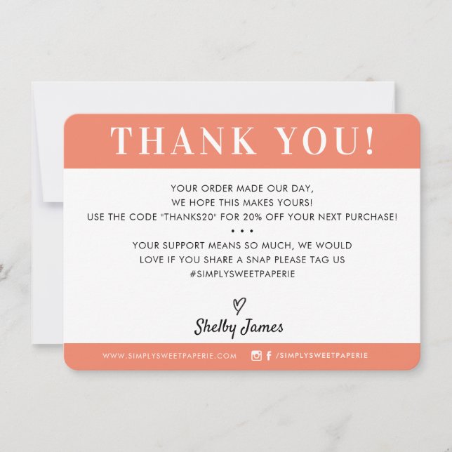 Cartão De Agradecimento NEGÓCIOS OBRIGADO A SENHORA COMISSÁRIA A laranja o (Frente)