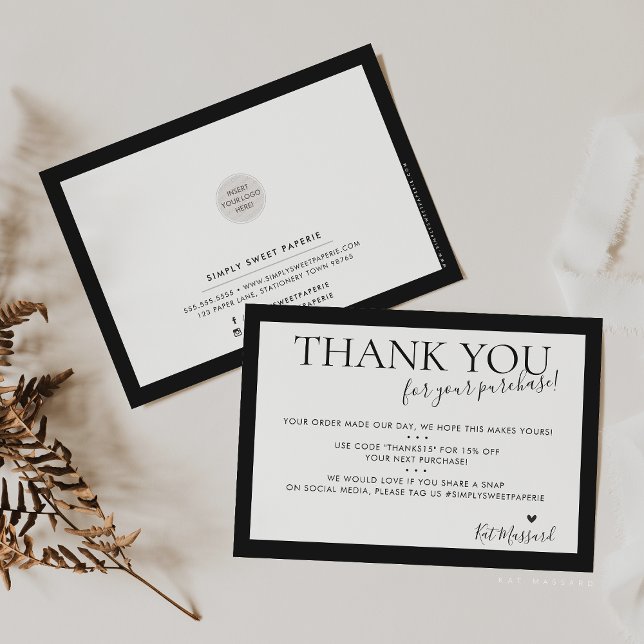 Cartão De Agradecimento NEGÓCIOS OBRIGADO VOCÊ CHic bold black white moder (Criador carregado)