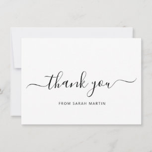 Cartão De Agradecimento Negócios Simples de Script Elegante Preto e Branco