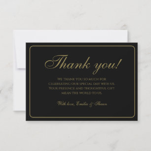 Cartão De Agradecimento Negra Clássica e Casamento Dourado Obrigado Cartõe