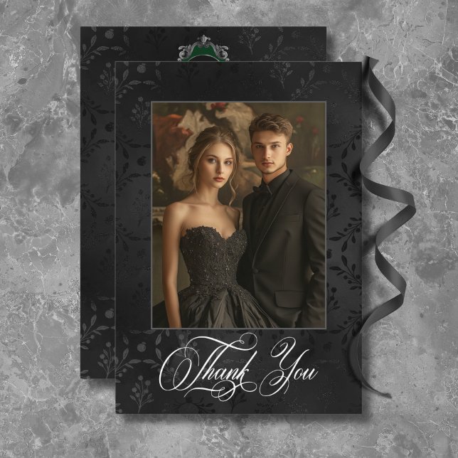 Cartão De Agradecimento Negro Negro Negro Negro Negro Negro Satin Damask V (Criador carregado)