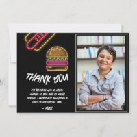 Cartão de agradecimento Neon Burger & Hotdog