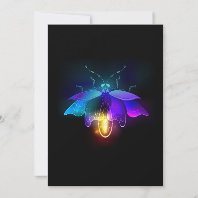 Cartão De Agradecimento Neon Firefly a preto (Frente)