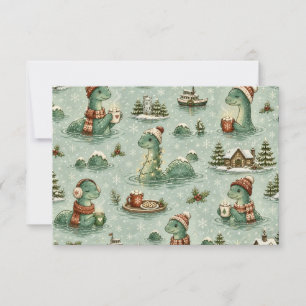 Cartão De Agradecimento Nessie do Natal Monstro do Lago Ness Aconchegante